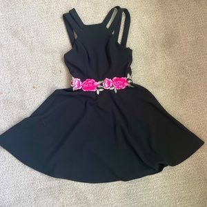 Black dress with floral waist